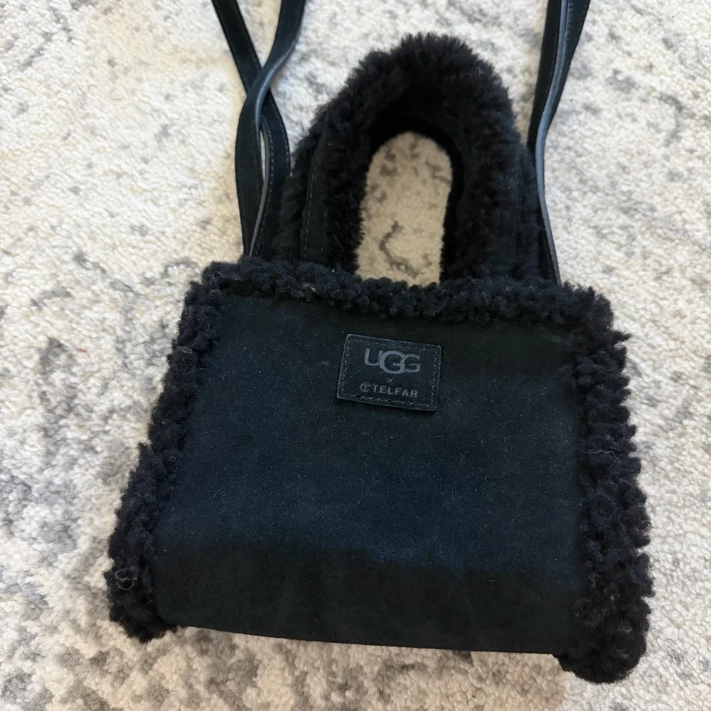 TELFAR X UGG Small Shopper Bag Suede Shearling Black